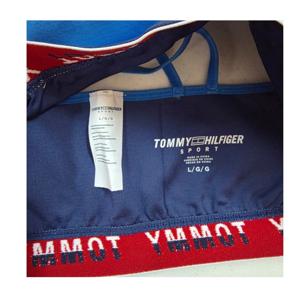 Tommy Hilfiger Sport Blue Logo Biker Shorts and Sports Bra Set Womens Large - Picture 7 of 8